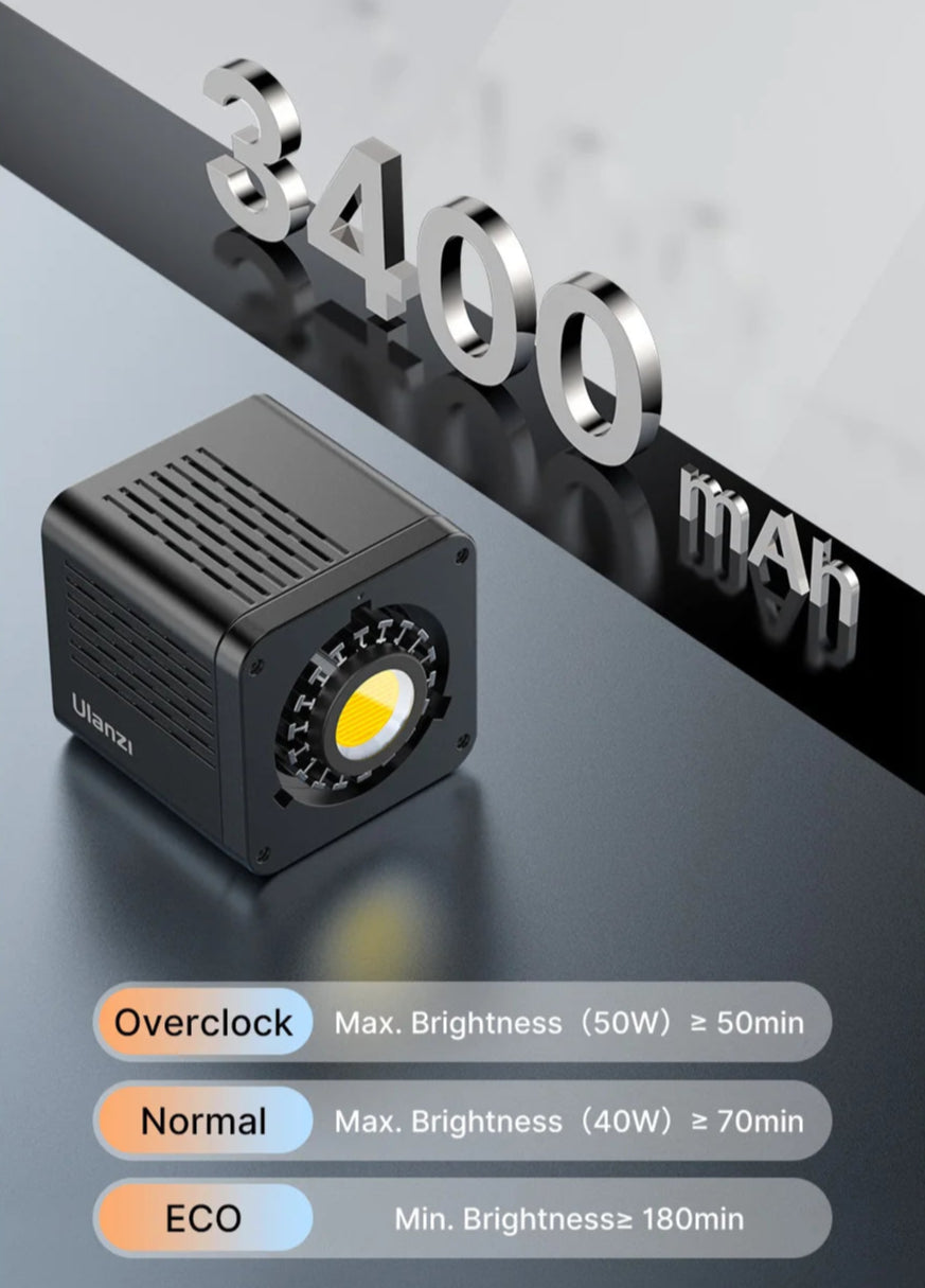 ULANZI L023 40W Pro – Luz LED com Montagem Mini Bowens e Bateria Interna ULANZI L023 40W Pro – Luz LED com Montagem Mini Bowens e Bateria Interna